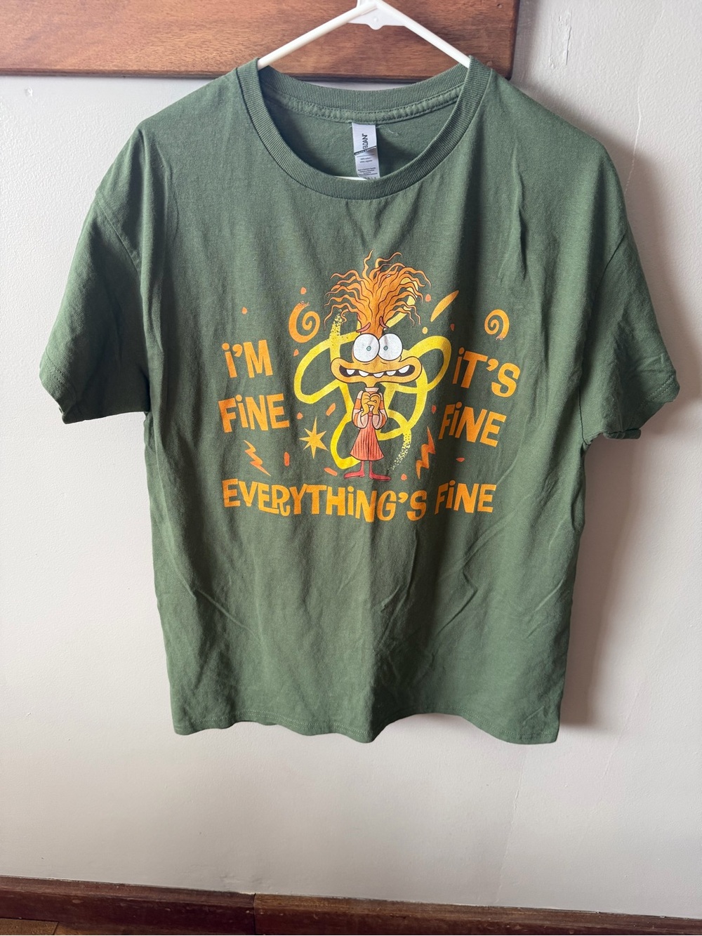 Pixar Inside Out Green Graphic Tee - "Everything's Fine"